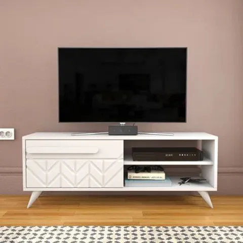 BOXED ALAYA TV STAND FOR TVS UPTO 55" - WHITE