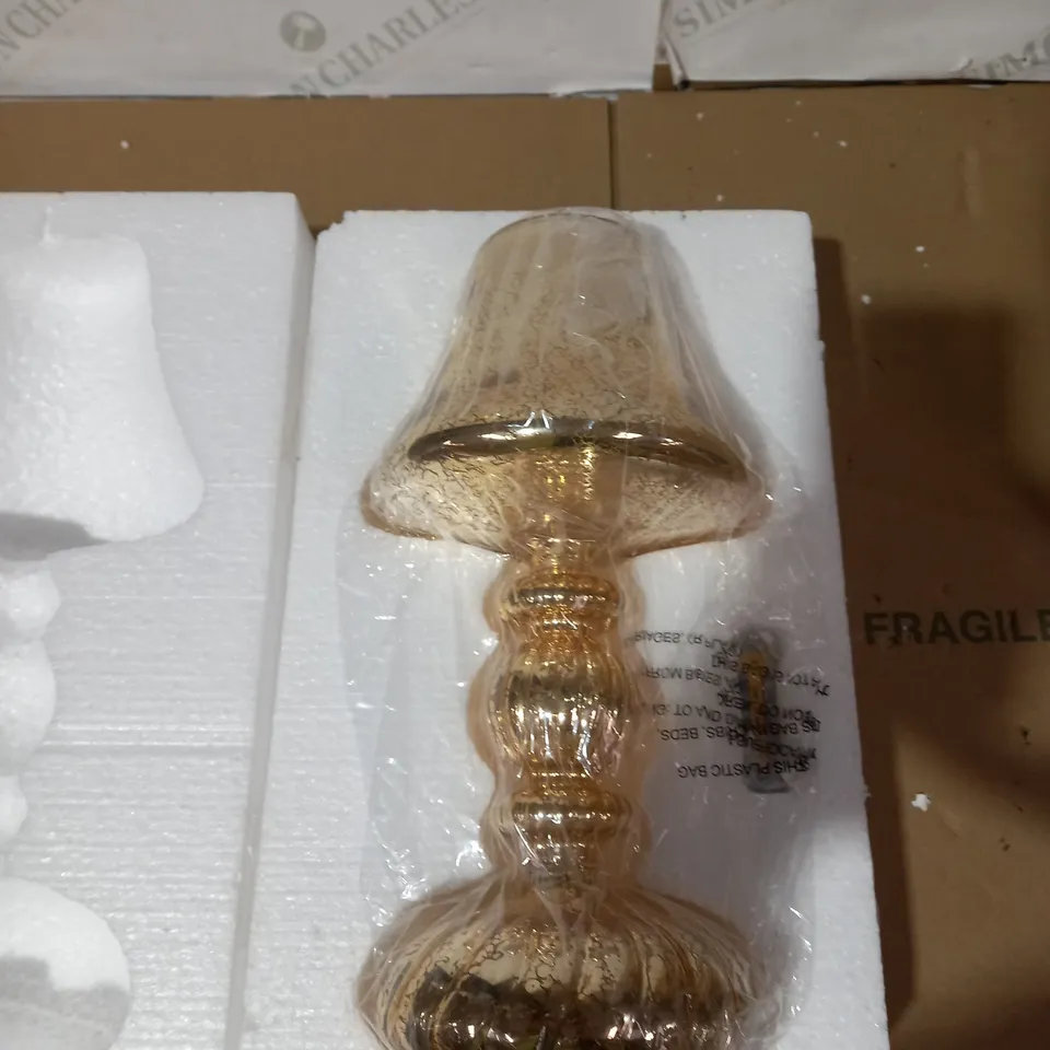 HOME REFLECTIONS PRE-LIT LED MERCURY GLASS LAMP GOLD
