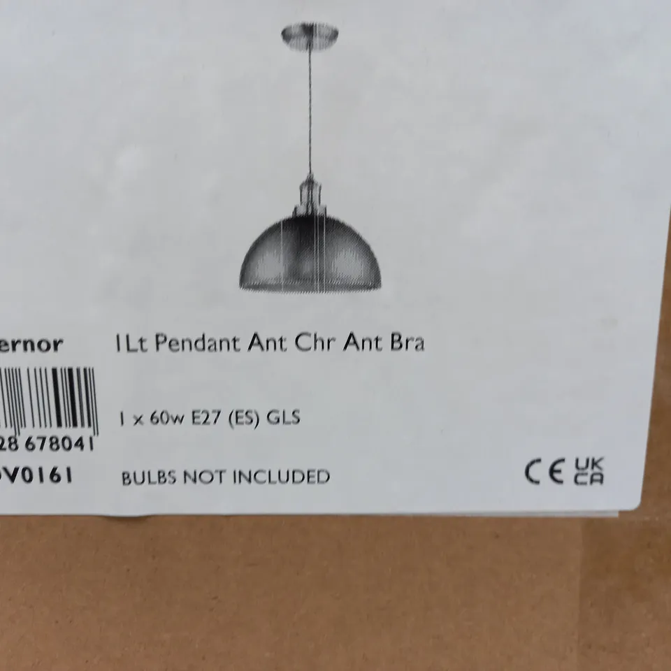BOXED GOVERNOR PENDANT SHADE ANTIQUE CHROME ANTIQUE BRASS