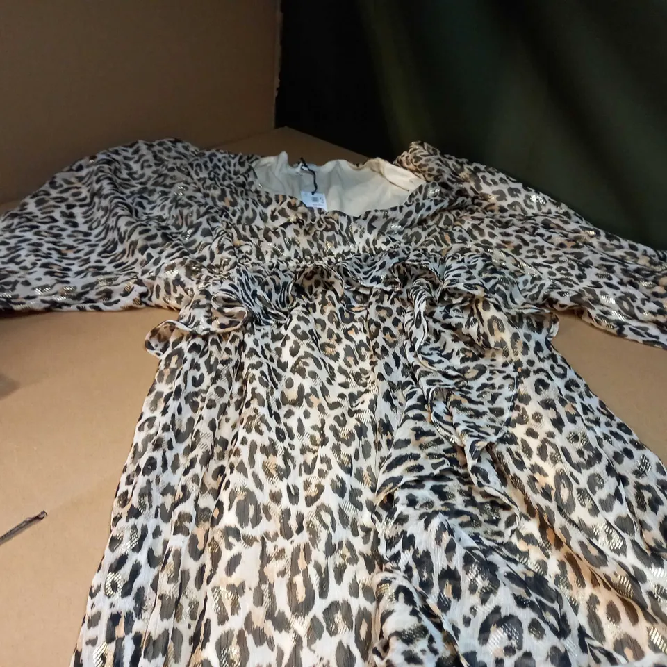 RIVER ISLAND MATERNITY COLLECTION ANIMAL PRINT/GOLD MAXI DRESS - SIZE 14