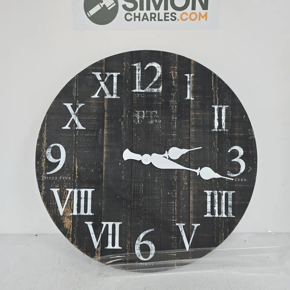 FIRSTIME & CO BLACK RUSTIC BARN WOOD WALL CLOCK
