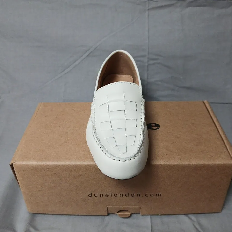Dune London Greene White Leather Woven Driving Loafer - EU40