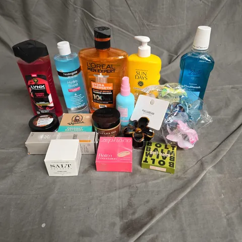 APPROXIMATELY 20 ASSORTED HEALTH & BEAUTY PRODUCTS TO INCLUDE - HAIRBURST GROWTH ELIXIR - MAE BY MITCHELL BOLT BALM IN BB2 - DR. SQUATCH SOAP BAR - ETC