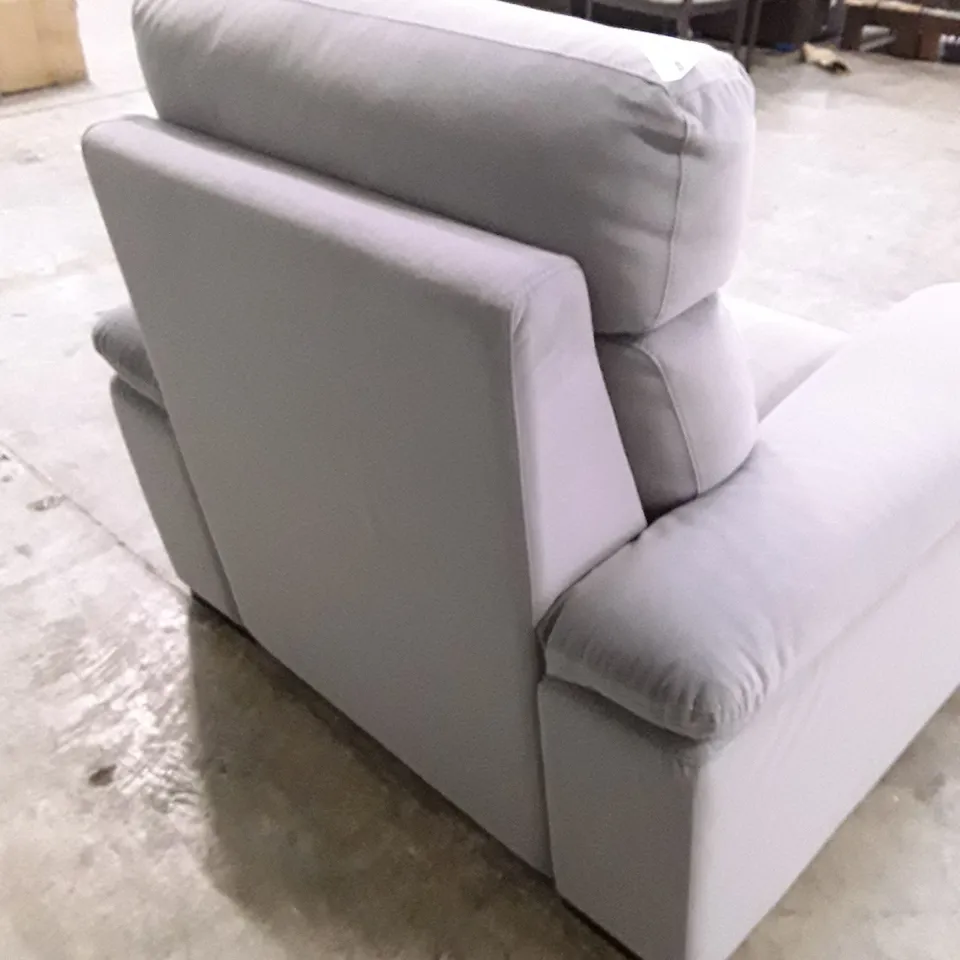 QUALITY ITALIAN DESIGNER MERRY DUE CHAIR WITH SMALL ARMS - GREY FABRIC