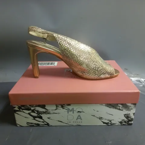 MODA IN PELLE CHRISSI PEEP TOE SLINGBACK SANDALS ROSE GOLD SNAKE PRINT SIZE EU 39