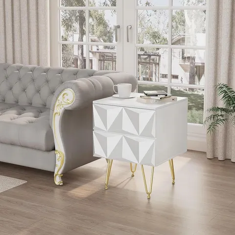 BOXED RADABAUGH IRON BEDSIDE TABLE 