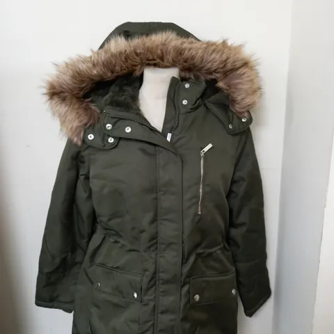 NEW LOOK WOMENS PARKER JACKET WITH FAUX FUR HOOD SIZE 14