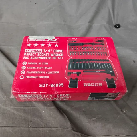 SDY-84095 64-PIECE 1/4-INCH DRIVE IMPACT SOCKET WRENCH & SCREWDRIVER BIT SET
