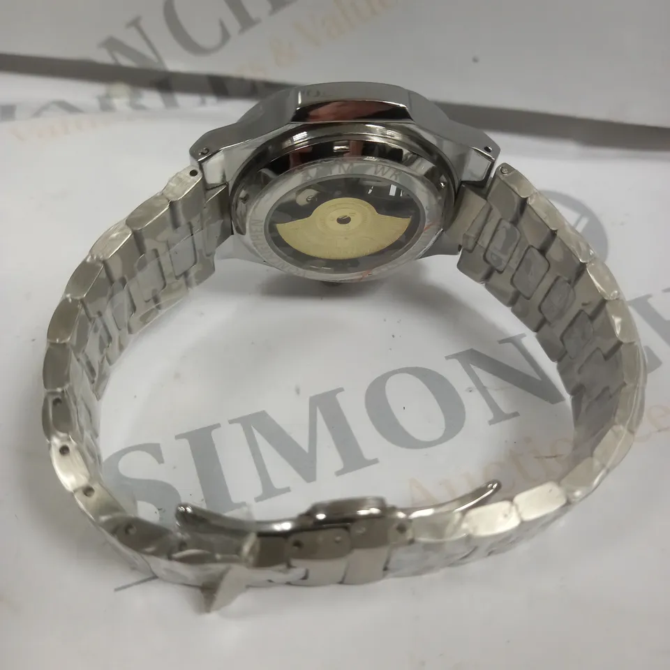 MENS VONLANTHEN AUTOMATIC WATCH – SKELETON DIAL – STAINLESS STEEL STRAP – GLASS EXHIBITION BACK CASE