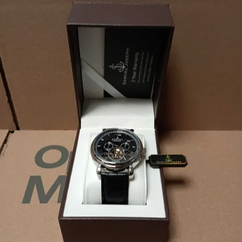 BOXED SAMUEL JOSEPH AUTOMATIC LIMTED EDITION WATCH SILVER BLACK