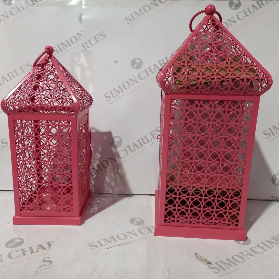 ALISON CORK SET OF 3 INDOOR/ OUTDOOR FRETWORK METAL LANTERNS