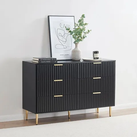 BOXED DUSK EVIE 6 DRAWER CHEST - BLACK