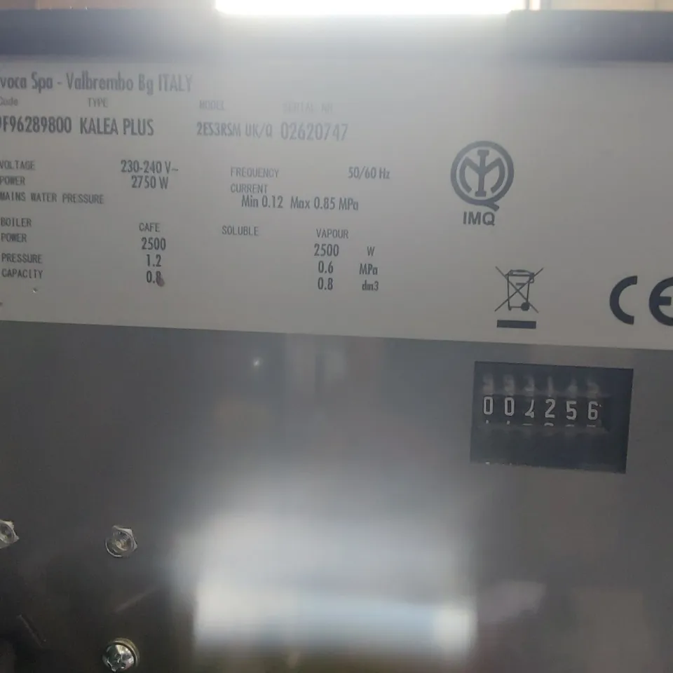 EVOCA KALEA PLUS COMMERCIAL COFFEE MACHINE WITH VITRIFRIGO MILK CHILLER