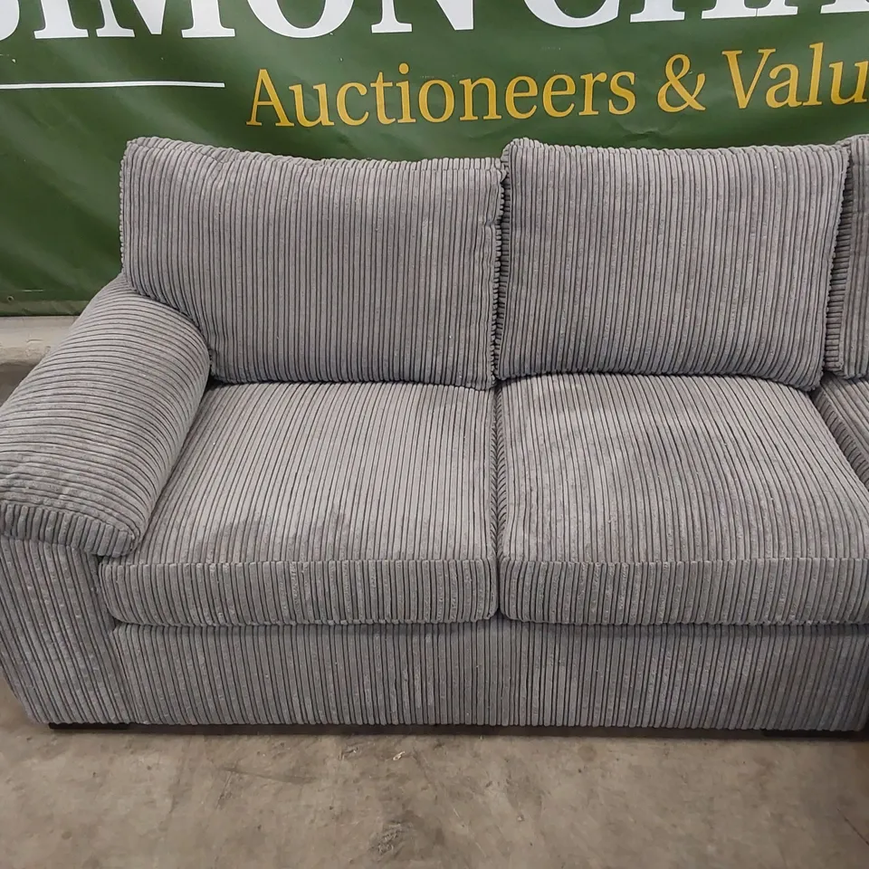 DESIGNER AMALFI STANDARD CORNER CHAISE SOFA IN CORDUROY FABRIC - CHARCOAL 