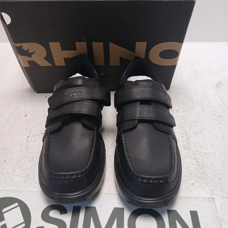 RHINO MISSION BLACK LEATHER SHOES – VELCRO, UK 9 (EU 43)