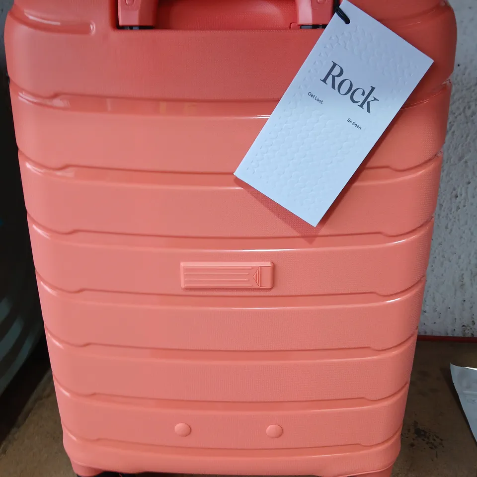 ROCK LUGGAGE SUITCASE – CORAL PINK, 4-WHEEL SPINNER