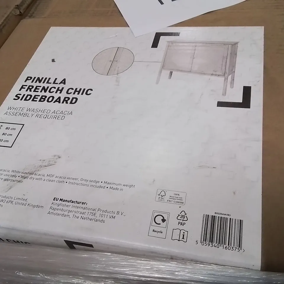PALLET CONTAINING A LARGE QUANTITY OF BRAND NEW PINILLA FRENCH CHIC SIDEBOARDS 