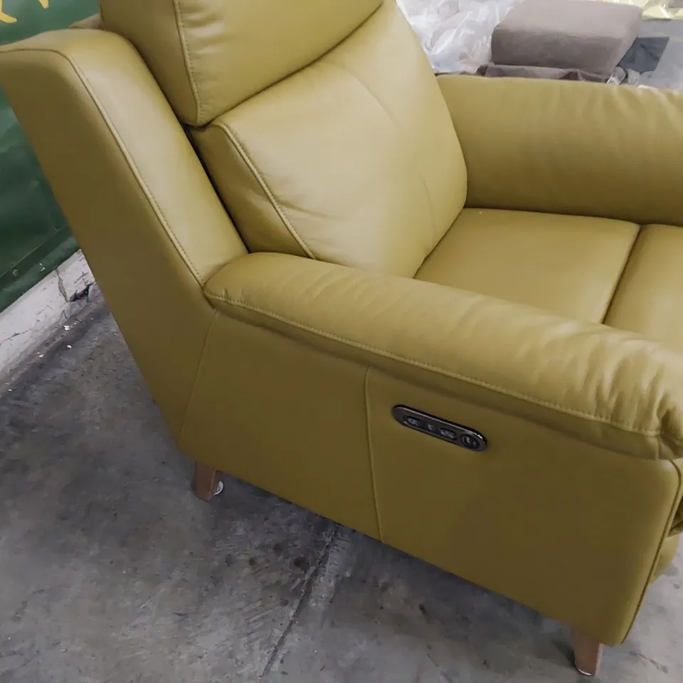 DESIGNER POWER RECLINING EASY CHAIR GOLDEN GREEN LEATHER 