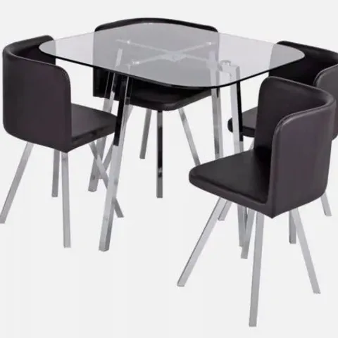 BOXED ELSIE SILVER GLASS DINING TABLE (1 BOX)