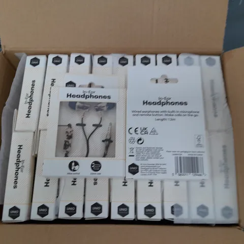 LOT OF 20 BRAND NEW BOXED 1.2M IN-EAR HEADPHONES - TORTOISE