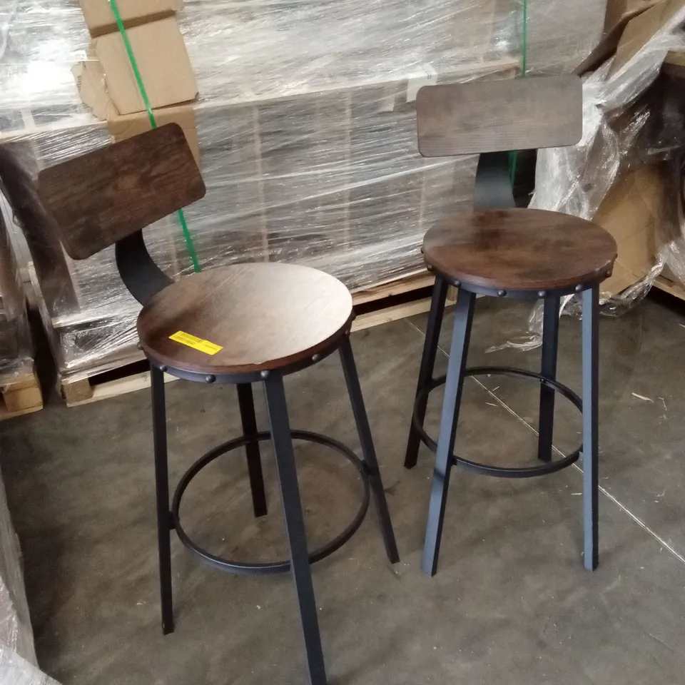 SET OF 2 SHAKIR 73.2cm BAR STOOLS - RUSTIC BROWN/BLACK