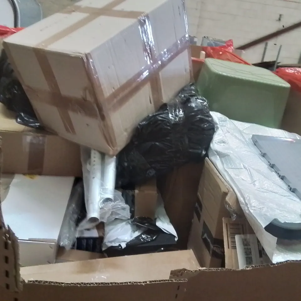 PALLET OF ASSORTED HOUSEHOLD GOODS AND PRODUCTS TO INCLUDE;PROJECTOR CEILING MOUNT,STEAM CLEANER,TOP CARDS BINDER