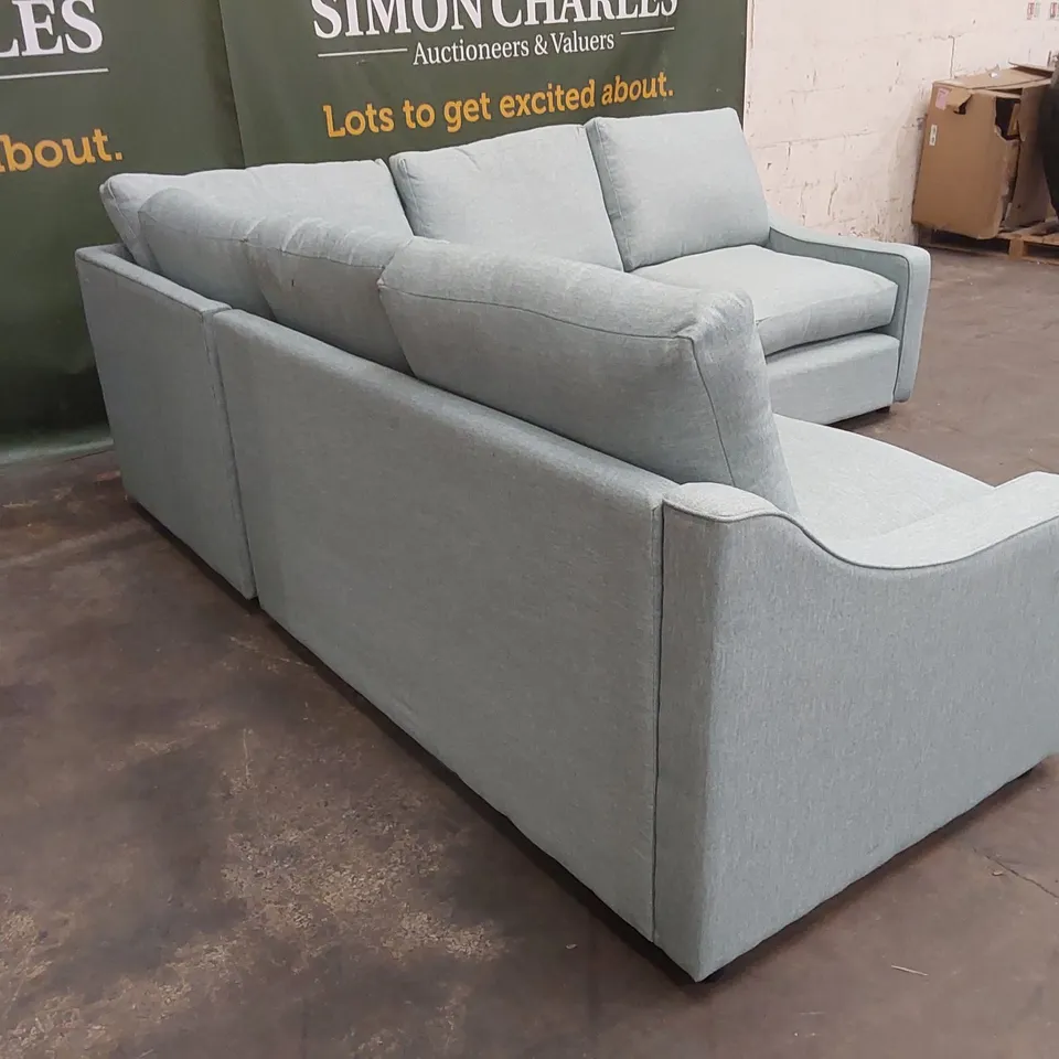 QUALITY DESIGNER CORNER SOFA - DUCK EGG BLUE FABRIC