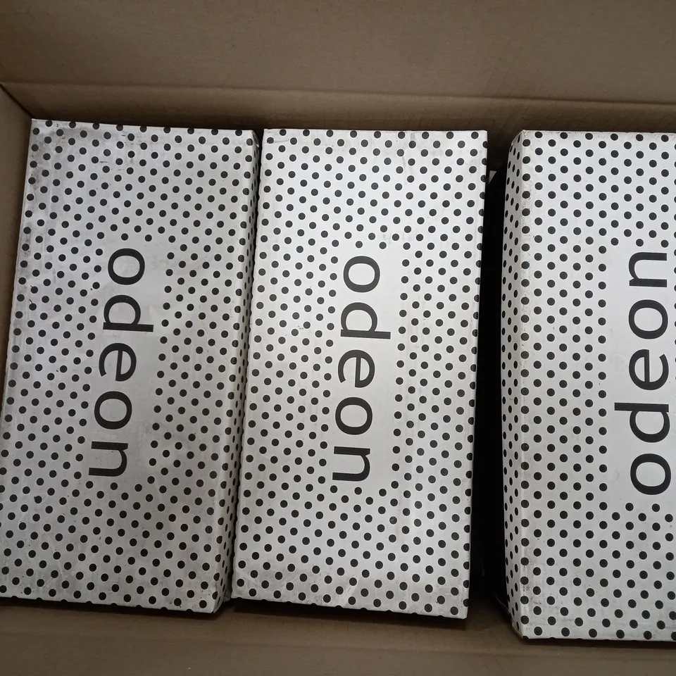 APPROXIMATELY 12 BOXED PAIRS OF ODEON FLATS  IN GOLD SATIN TO INCLUDE SIZES 3, 4