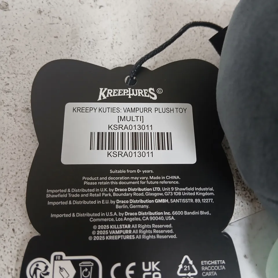BRAND NEW KILLSTAR KREEPY KUTIES VAMPURR THE GITHIC SQUISHIES PLUSH TOY – MULTI