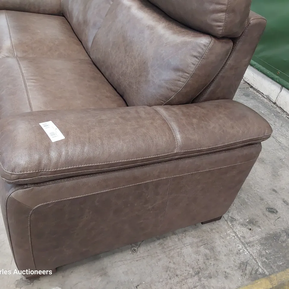 QUALITY ITALIAN DESIGNER MERRY THREE SEATER SOFA IMPERIAL CHOCOLATE LEATHER