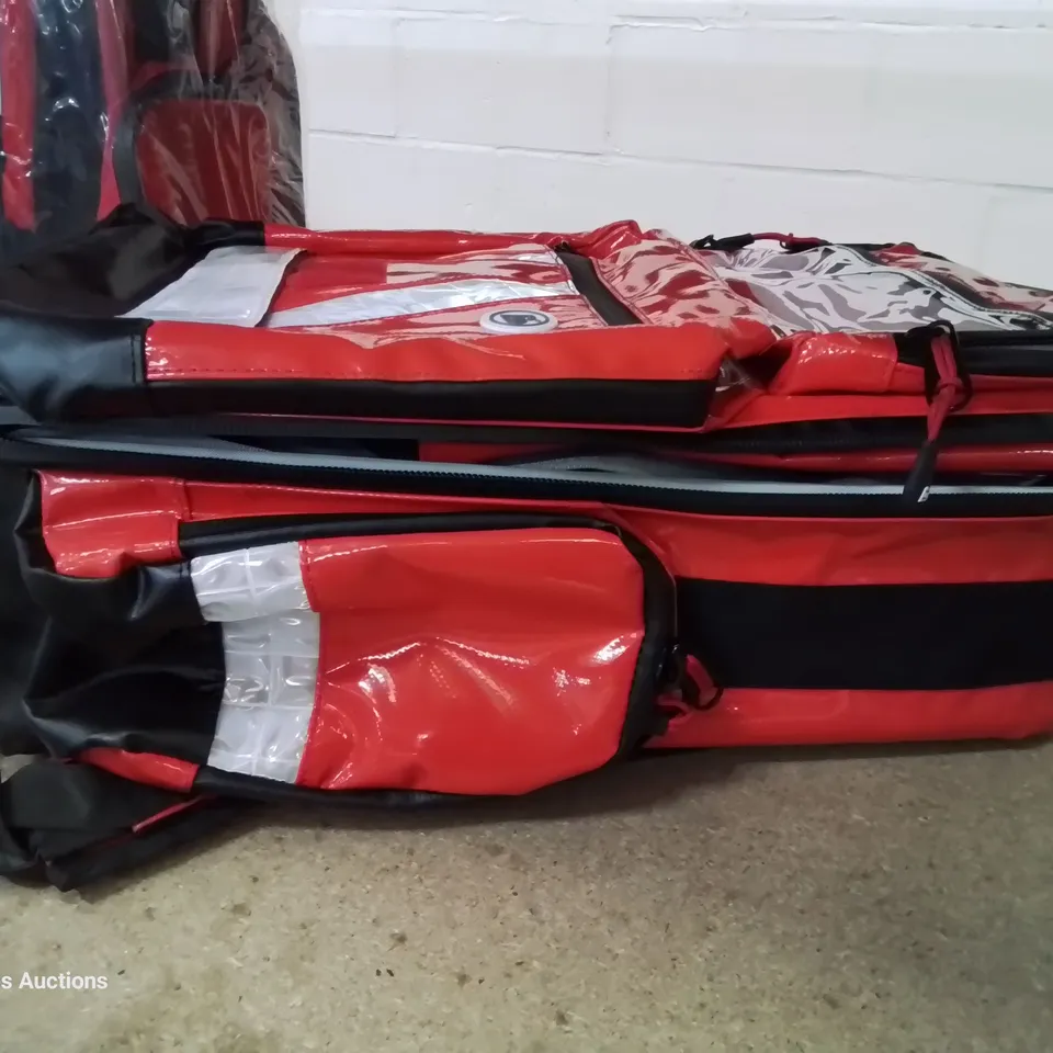 TWO BRAND NEW WATERPROOF RED MEDICAL BACK PACKS