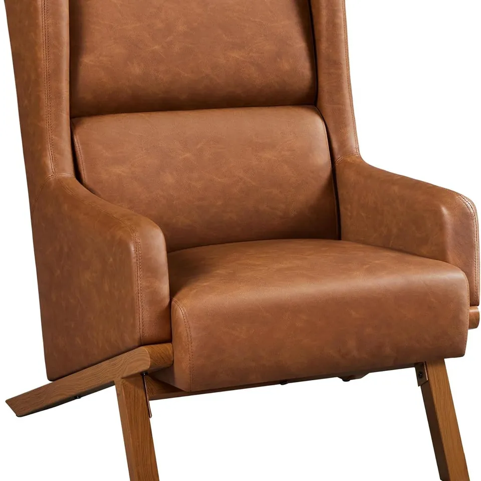 BOXED YAHEETECH PU LEATHER ARMCHAIR, RETRO ACCENT CHAIR WITH HIGH AND WIDE BACK, THICK SEAT COUHION LIVING ROOM CHAIR FOR READING NOOK, HOME OFFICE, BEDROOM WHITE