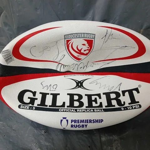 GILBERT GLOUCESTER RUGBY SIGNED REPLICA BALL (SIZE 5)