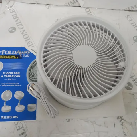 BELL & HOWELL OSCILLATING ADJUSTABLE FOLDING RECHARGEABLE STAND FAN