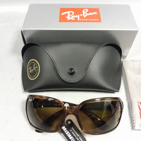 RAY BAN POLARIZED GLASSES WITH BROWN FRAME IN CASE