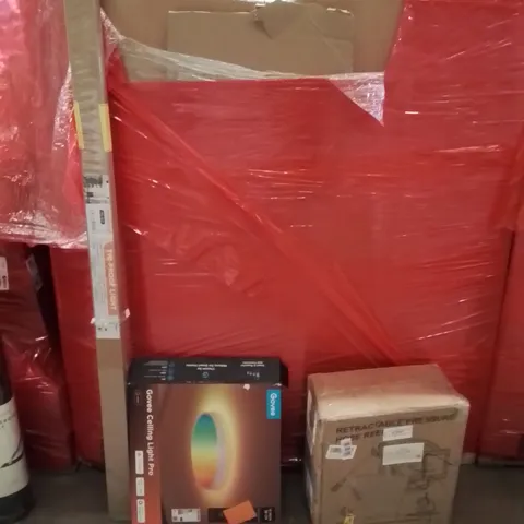 PALLET OF ASSORTED HOUSEHOLD GOODS AND PRODUCTS TO INCLUDE;GOVEE CEILING LIGHT,TRIPOD,HOSE REEL