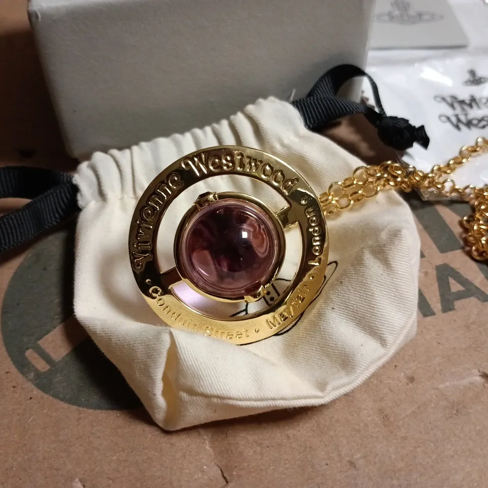 VIVIENNE WESTWOOD JEWELLERY PENDANT NECKLACE – GOLD-TONE WITH PURPLE ORB