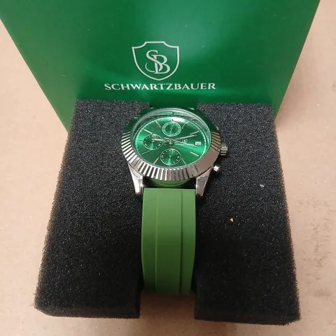 SCHWARTZBAUER CHRONOGRAPH WRISTWATCH – GREEN DIAL, GREEN SILICONE STRAP