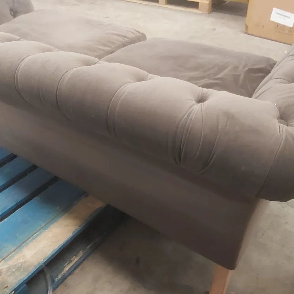 OLIVIA GREY VELVET 3 SEATER SOFA