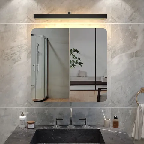 BOXED CASLYN 680MM W 660MM H SURFACE FRAMELESS MEDICINE CABINET MIRROR 