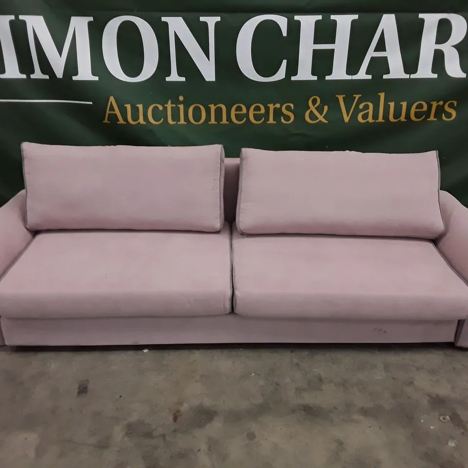 QUALITY DESIGNER 3 SEATER SOFA WITH STORAGE - PINK FABRIC
