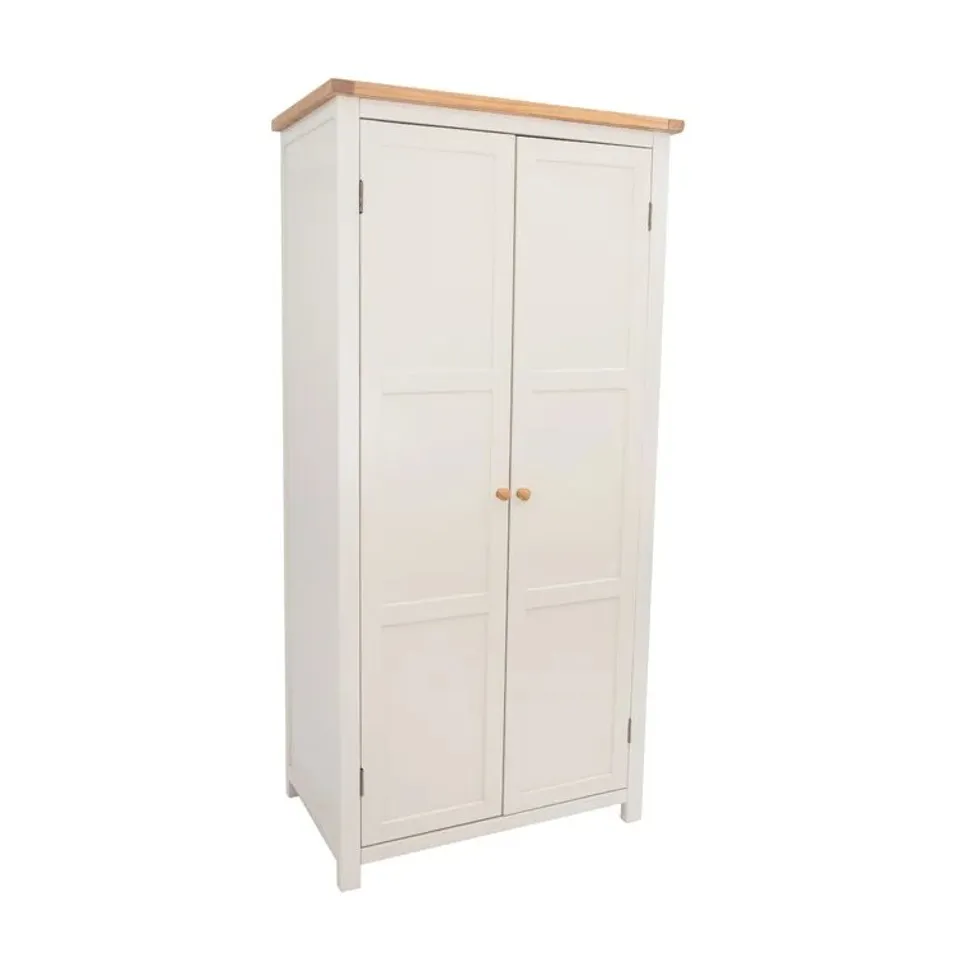 BOXED POMPEY 2 DOOR WARDROBE WHITE WAX FINISH (2 BOXES)