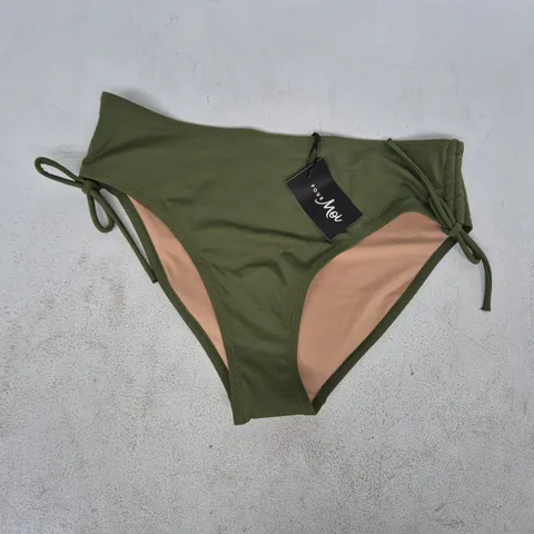 POUR MOI MADRID ADJUSTABLE BIKINI BRIEF IN KHAKI SIZE UK 12