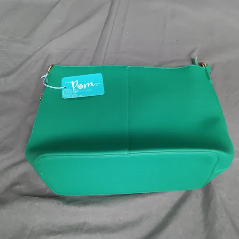 POM VEGAN LEATHER GREEN POUCH BAG