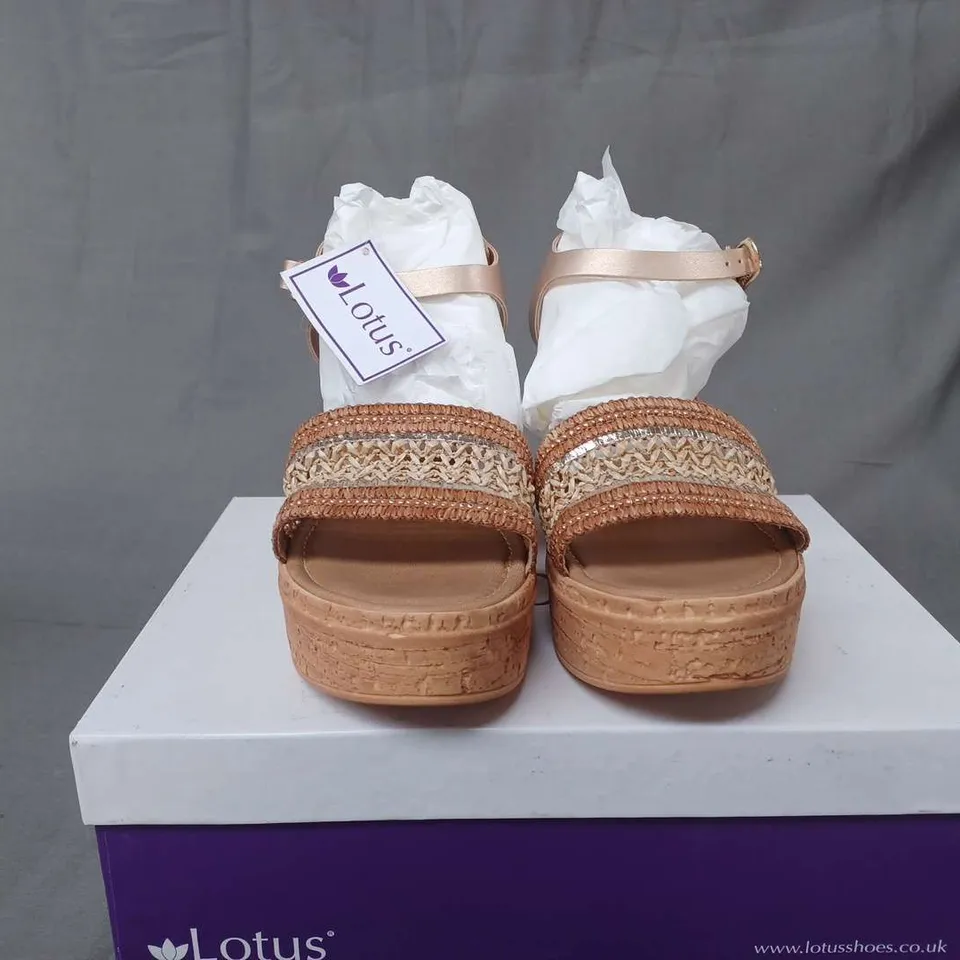 BOXED PAIR OF LOTUS CHELSIA NATURAL SANDALS - UK 5