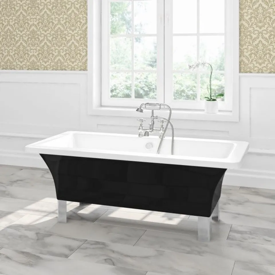 ATHENA BLACK 1600MM FREESTANDING BATH 