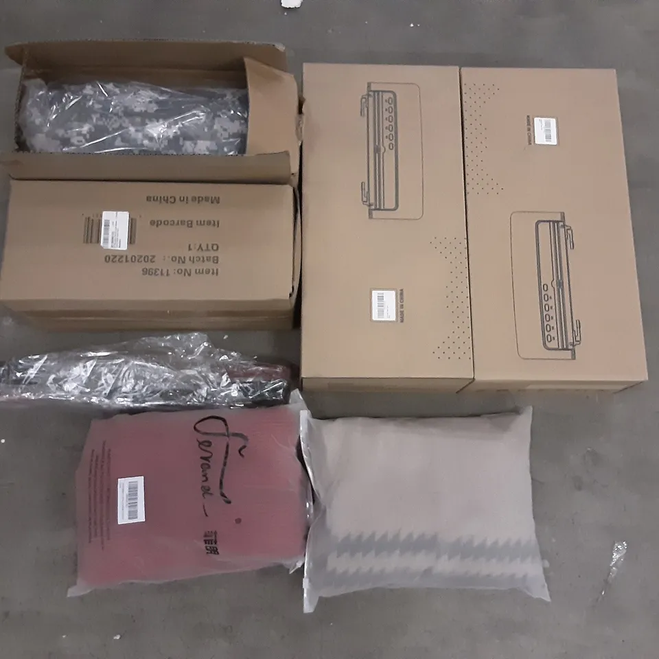 PALLET OF ASSORTED PRODUCTS INCLUDING MAGEGEE GAMING KEYBOARD AND MOUSE COMBO, MCJOY VACUUM SEALER, PAC MUL, FERAND WOMEN'S JUMPER, ACEHE BIKE PHONE MOUNT, MILITARY STYLE PONCHO LINER BLANKET