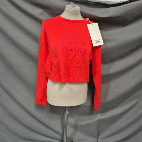 Adanola Campus Modal-Blend Crop Sweatshirt β Apple Red/Marshmallow