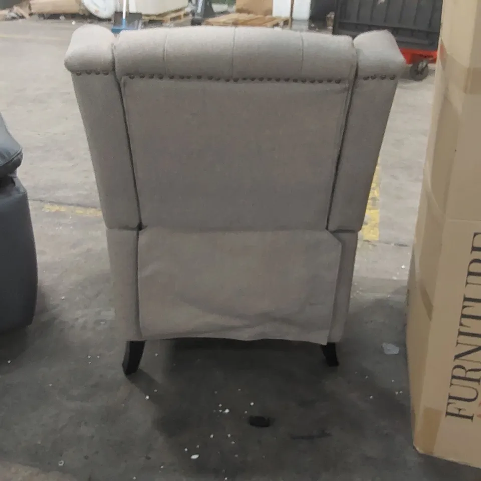 QUALITY DESIGNER FABRIC UPHOLSTERED PUSH BACK RECLINING ARMCHAIR