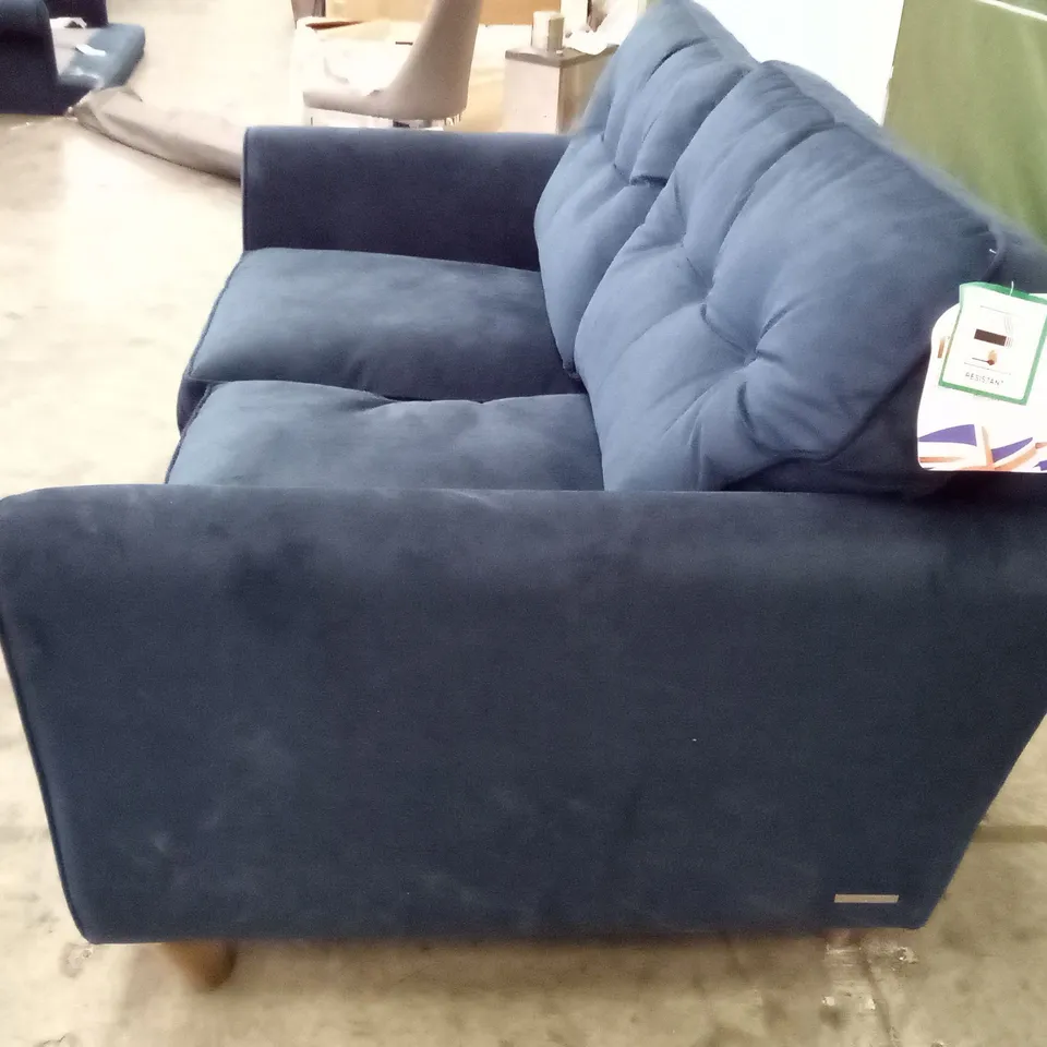 QUALITY THE LOUNGE CO DESIGNER 2.5 SEATER SOFA - DARK BLUE FABRIC 
